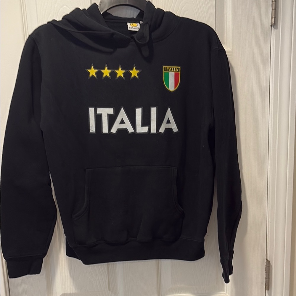 Lemon Black Sweater with Italian Emblem